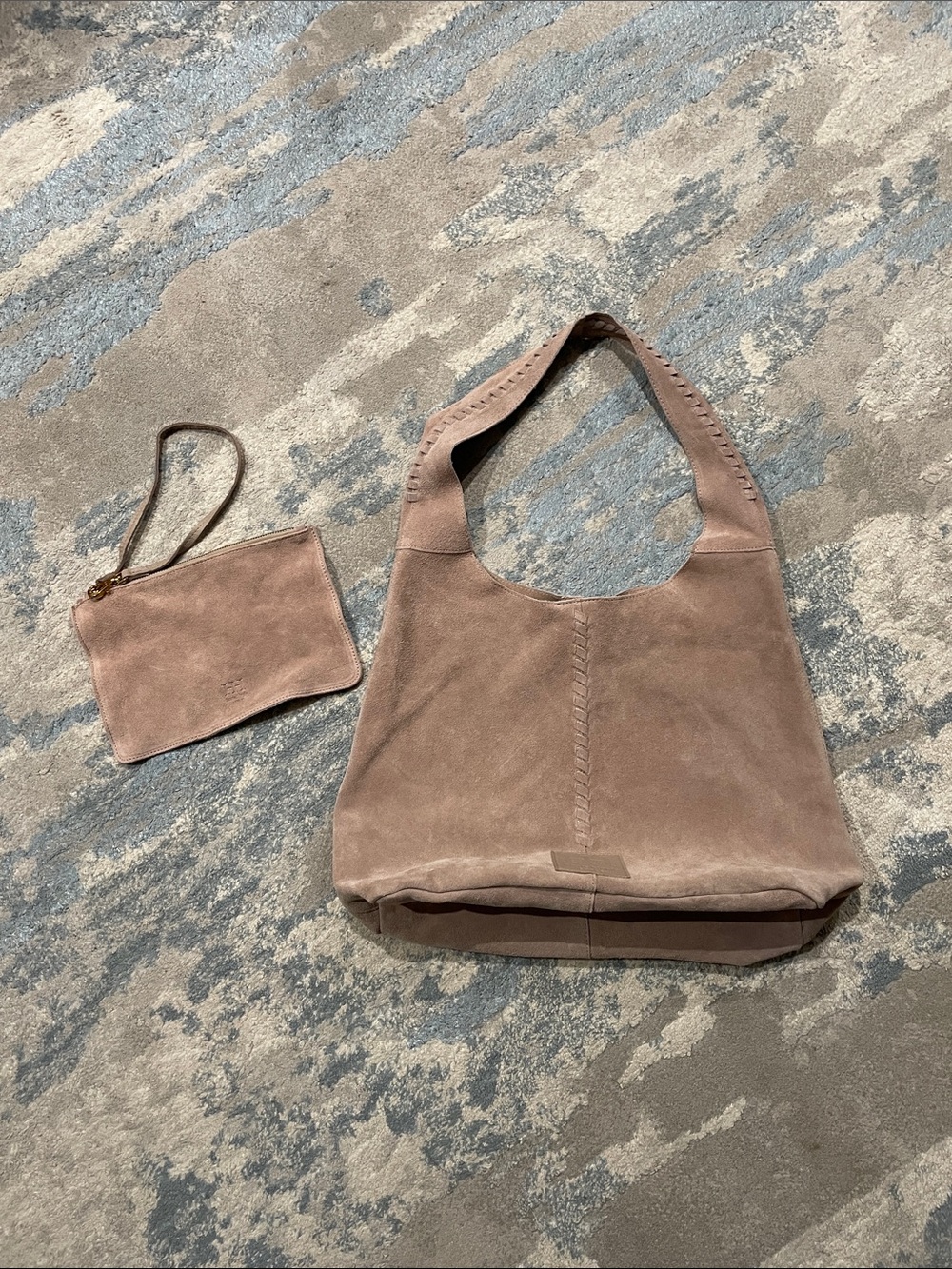 Haute Hippie Tan Boho Large Slouchy Hobo Tote Bag 100% Suede Leather - Picture 2 of 10